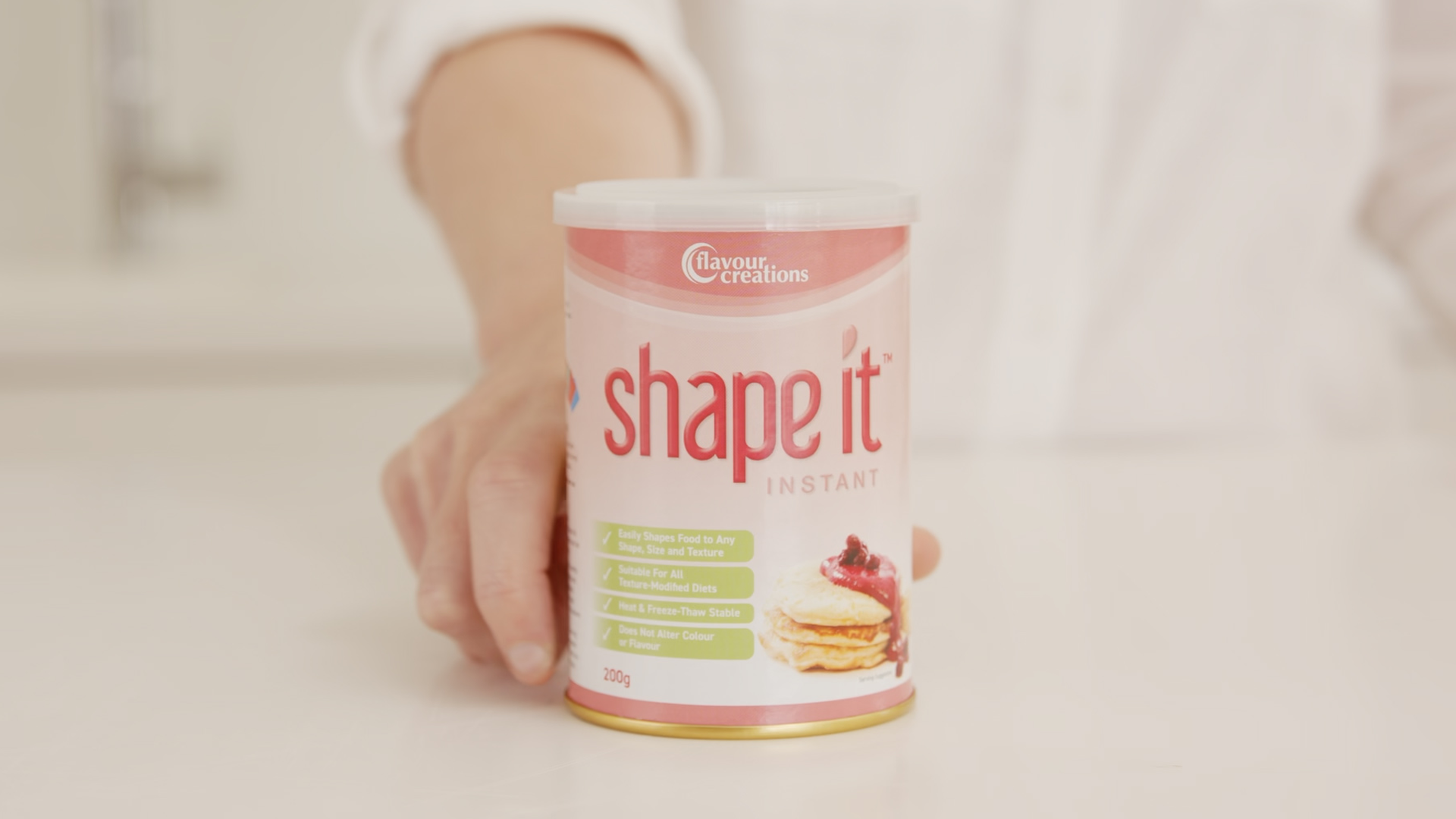Shape It 200g Can on Kitchen Bench