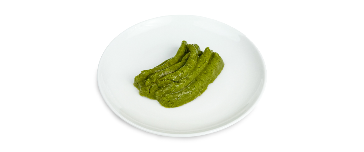 Shape It Green Beans pureed for dysphagia diet.