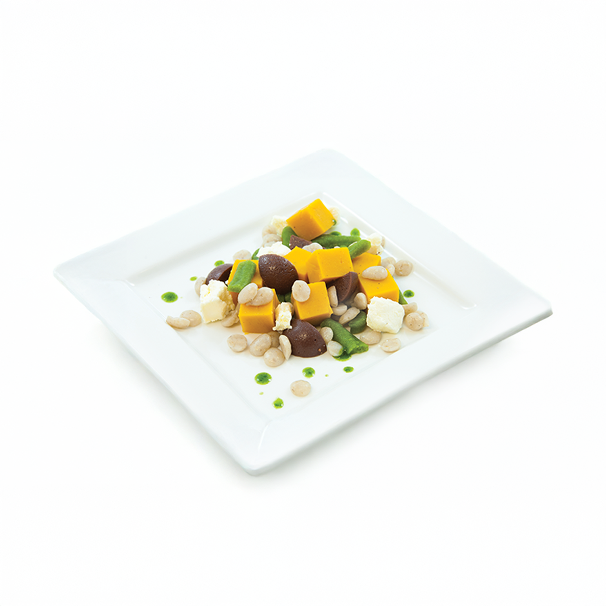 Shape It Barley and Roast Pumpkin Pureed Salad with pureed olives and green beans.