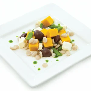 Shape It Barley and Roast Pumpkin Pureed Salad with pureed olives and green beans.