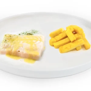 Shape It Fish and Chips pureed for dysphagia diet.