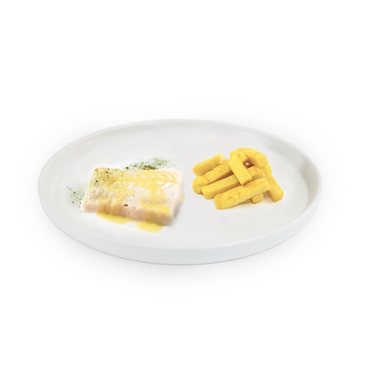 Shape It Fish and Chips pureed for dysphagia diet.